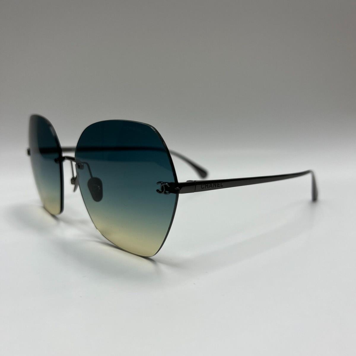 Chanel 4271T C10879 61-17 Gunmetal Sunglasses W/yellow Gradient Blue Lenses
