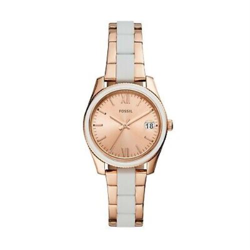 Fossil Scarlette Mini Three-hand Date Rose Gold-tone Stainless Stl Watch ES4589