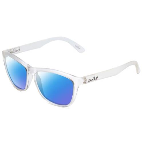 Bolle 473 Cateye Designer Polarized Sunglasses in Matte Clear 57 mm Lens Options Blue Mirror Polar
