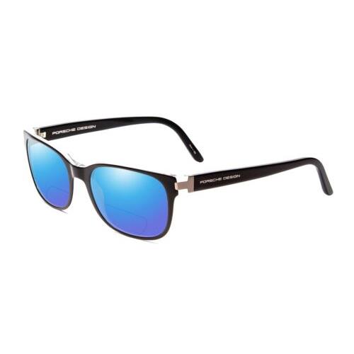 Porsche P8250-A 55mm Polarized Bi-focal Sunglasses Black Layer Crystal 41 Option Blue Mirror