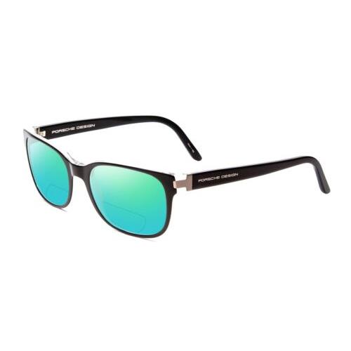 Porsche P8250-A 55mm Polarized Bi-focal Sunglasses Black Layer Crystal 41 Option Green Mirror