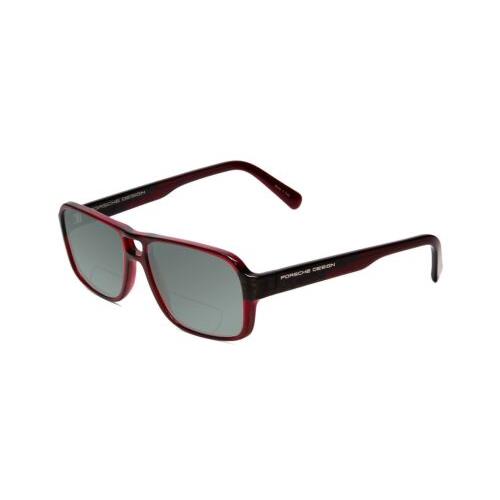 Porsche P8217-D 56mm Polarized Bi-focal Sunglasses Crystal Dark Red Carbon Fiber Grey