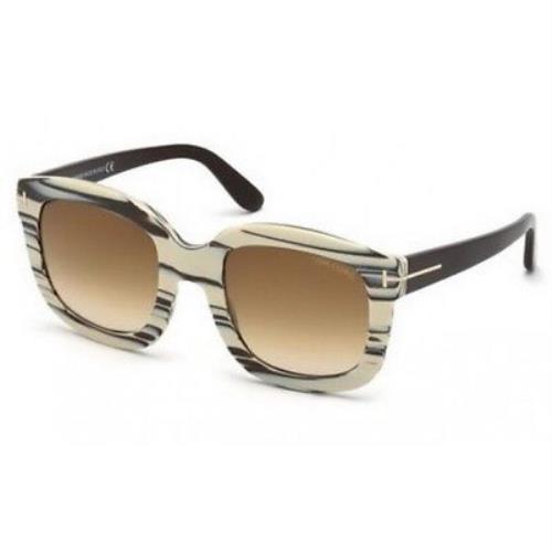 Tom Ford Christophe Sunglasses Ivory Black Frame Brown Lens FT279 25F 53-23 140