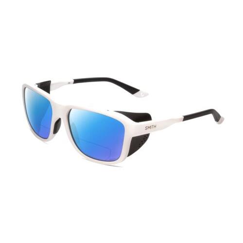 Smith Optics Embark Unisex Designer Polarized Bifocal Sunglasses in White 58 mm Blue Mirror