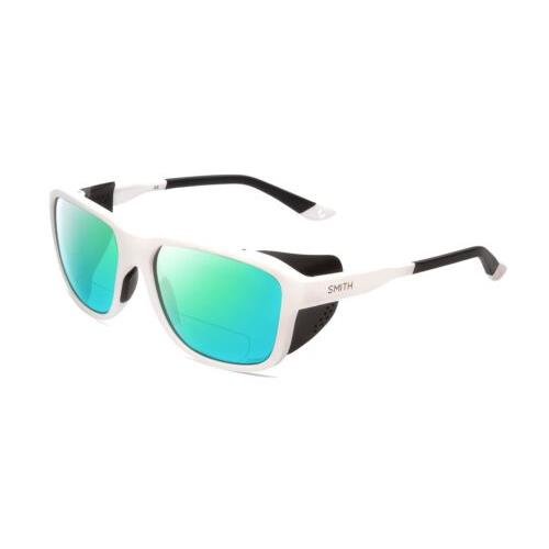Smith Optics Embark Unisex Designer Polarized Bifocal Sunglasses in White 58 mm Green Mirror