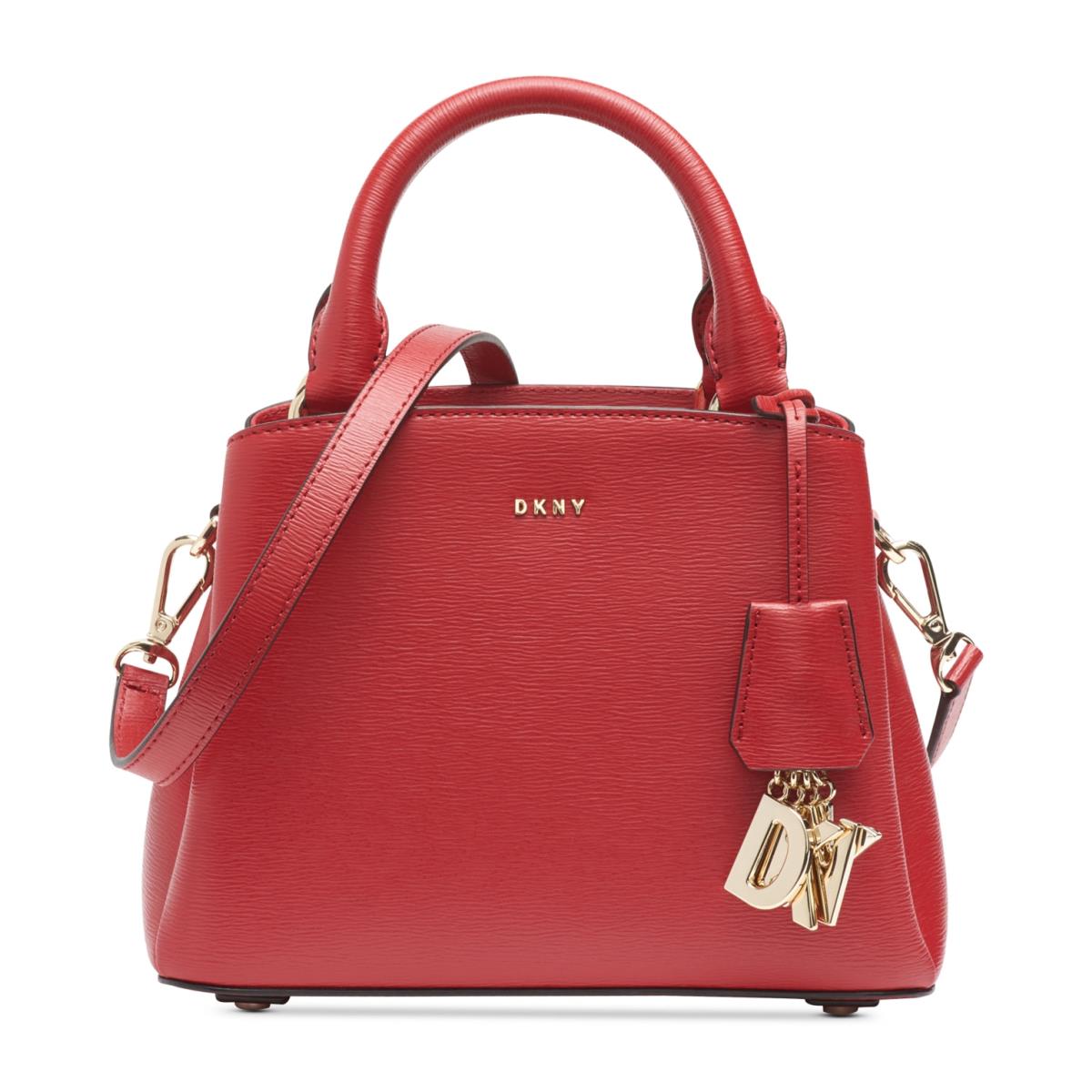 Dkny Womens Paige Small Leather Satchel One Size Bright Red/Gold
