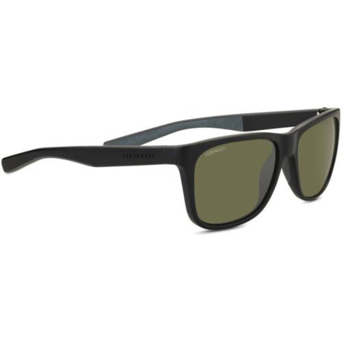 Serengeti Livio Men`s Polarized Square Sunglasses W/photochromic Lens - Italy Sanded Black/555nm Green (8682)