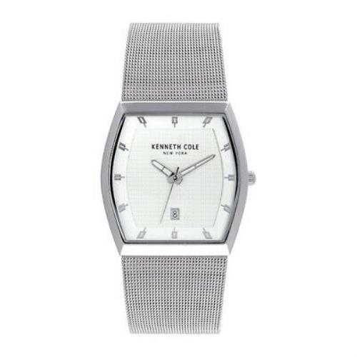 Kenneth Cole NY White Dial Date Mesh Stainless Steel Men`s Watch KC50489005