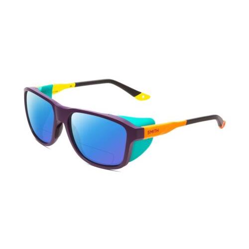 Smith Optic Embark Polarized Bifocal Sunglasses Purple Cinder Brown Hi Viz 58mm Blue Mirror