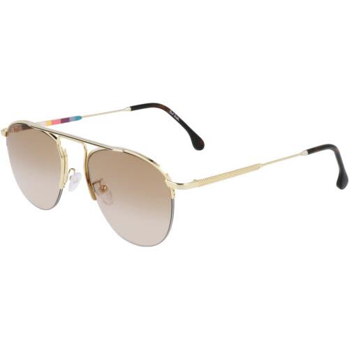 Paul Smith Cactus Handmade Semi-rimless Aviator Sunglasses - PSSN02454 - Italy Shiny Gold-Tone/Brown(001)
