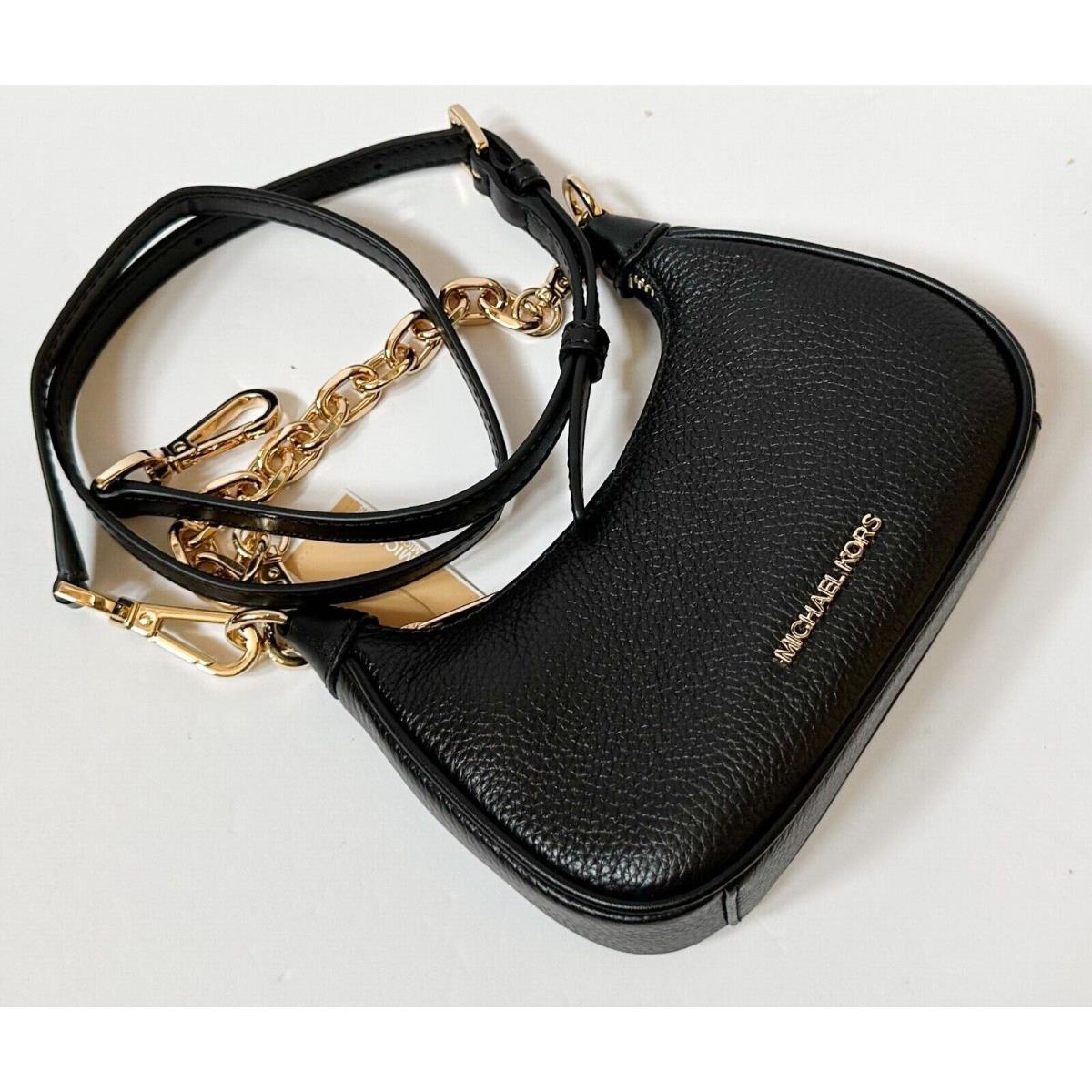 Michael Kors Cora Mini Zip Pouchette Chain Shoulder Crossbody Bag Black/Gold