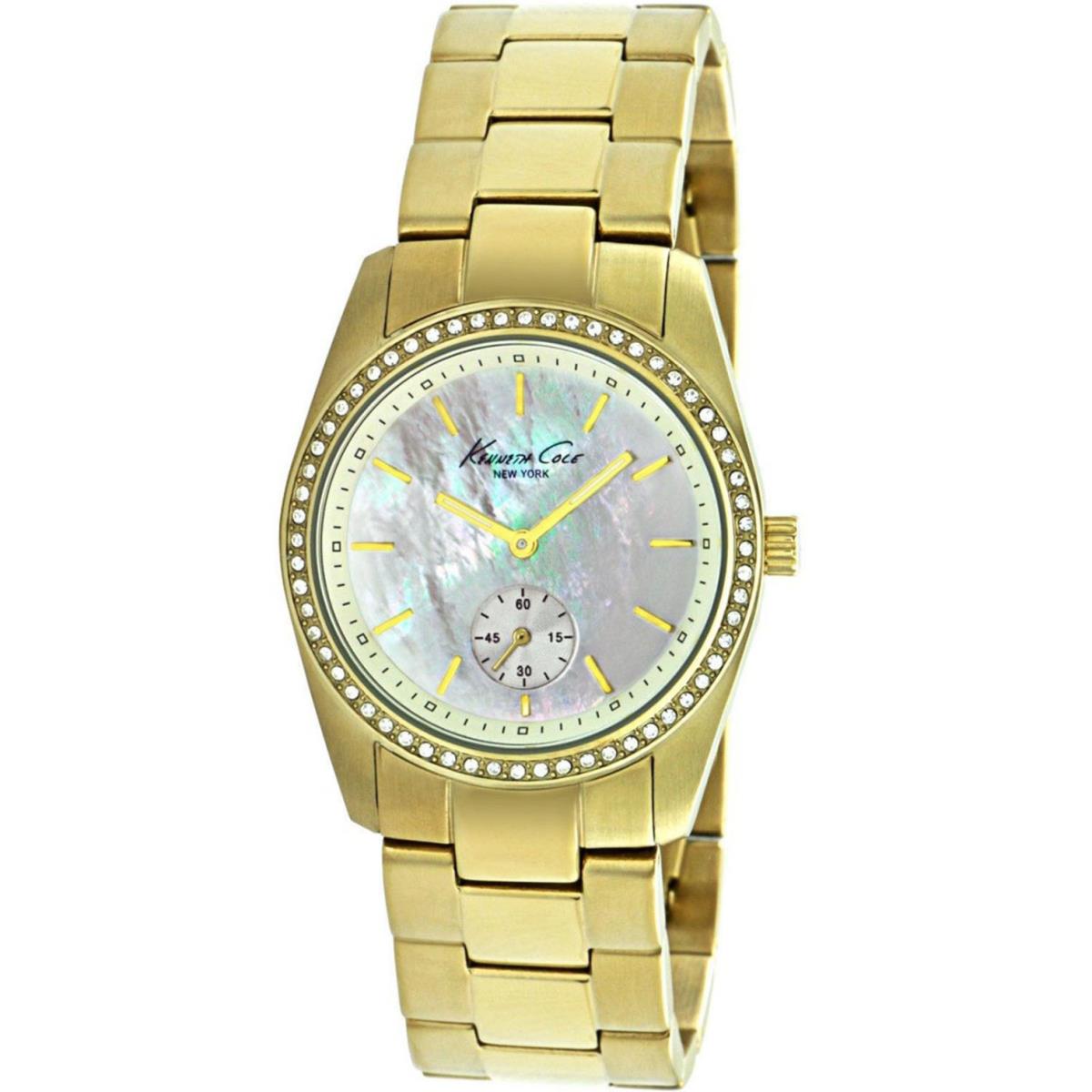 Kenneth Cole KC4732 Ladies Dress Stainless Gold-tone Crystal Accented Bezel 30m