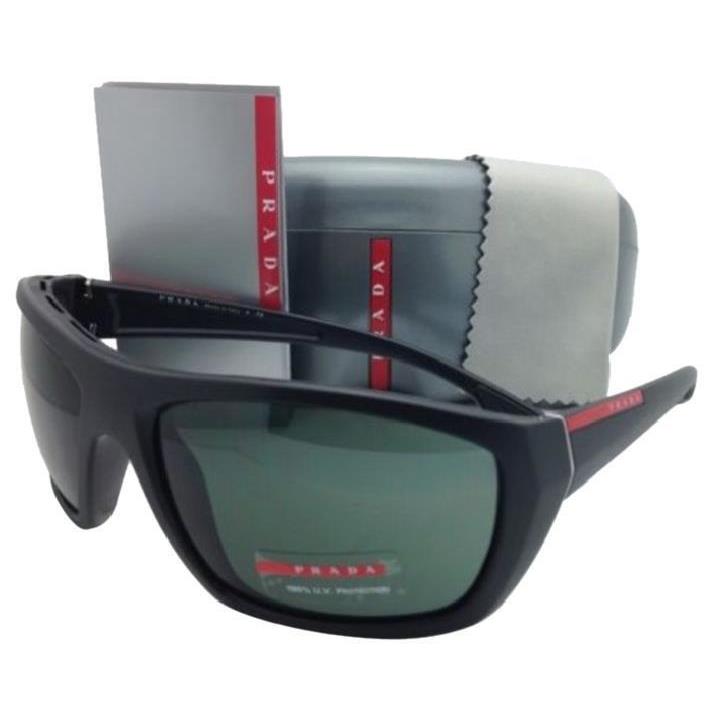 Prada Sport Sunglasses Sps 01OS 1BO3O1 Black Sand / Green Lens