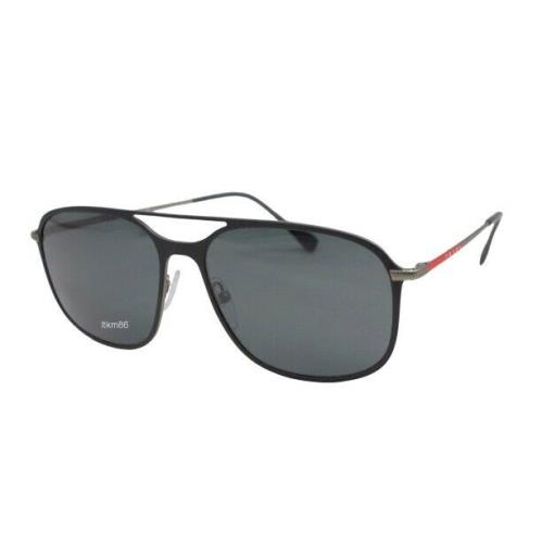 Prada Linea Rossa PS 53TS-DG05S0 Black Rubber Gunmetal Rubber / Grey Sunglasses
