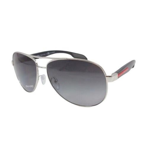 Prada Linea Rossa PS 53PS-1BC5W1 Steel / Polarized Grey Gradient Sunglasses