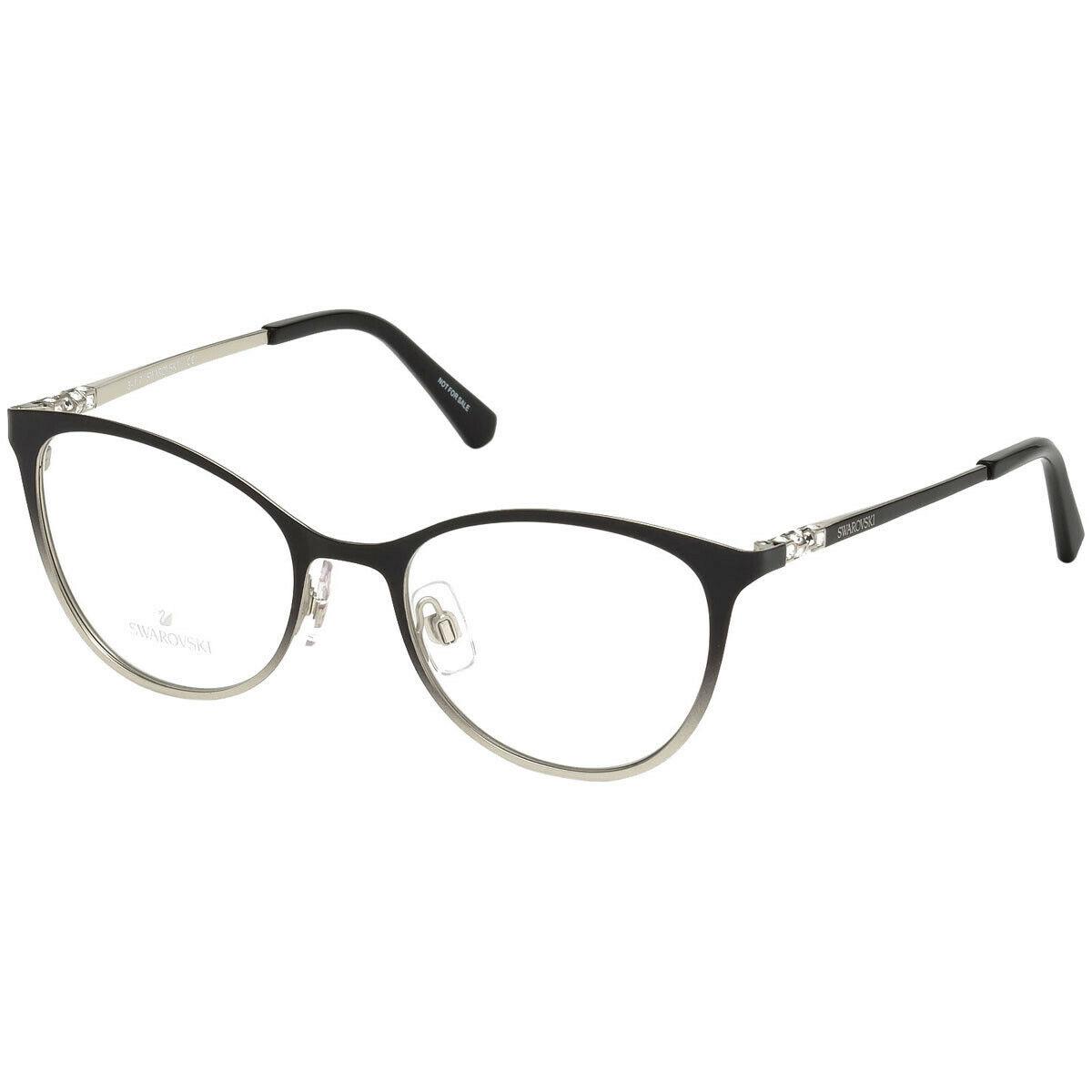 Swarovski SW5248 001 Black Silver Metal Cat Eye Eyeglasses 52-19-140 SK5248