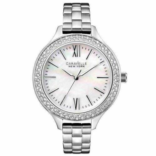 Bulova Caravelle York Womens Watch Stainless Steel Band Pearl Face 43L165