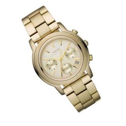 Dkny Gold Tone Stainless Steel+mop Dial Chronograph with Date Watch NY8344