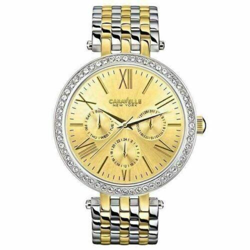 Bulova Caravelle York Womens Watch Stainless Steel Band Gold Face 45N100