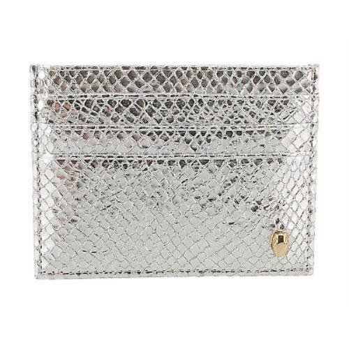Roberto Cavalli Class Silver Lizzard Embossed Cleo Credit Card Holder