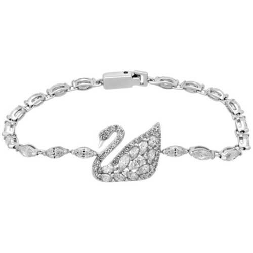 Swarovski Women`s Bracelet Swan Lake Rhodium Plated Crystal Bracelet 5200942