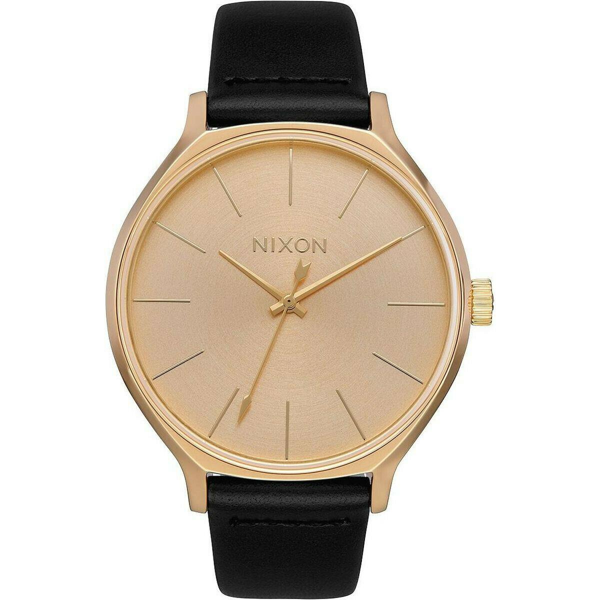 Nixon Women`s Clique Leather 38mm Watch All Gold Black