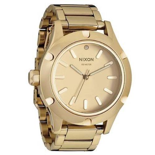 Nixon Gold Tone Stainless Steel Gold Band Bracelet Watch A34350200