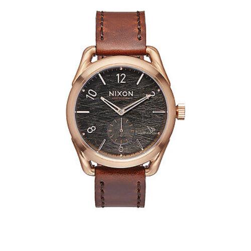 Nixon C39 Rose Tone Brown Leather Strap Unisex Swiss Quartz Watch A4591890
