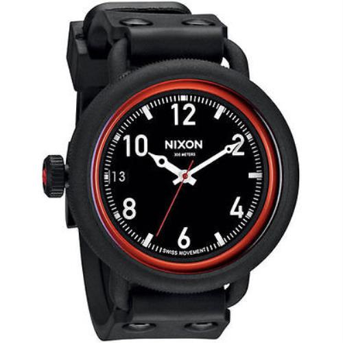Nixon Men`s October Wrist Watch - A488 760 - All Black / Red