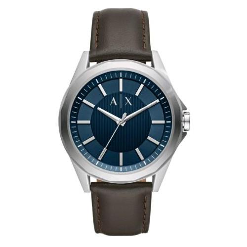 Men`s Armani Exchange AX2622 Three Hand Drexler Brown Leather Strap Watch