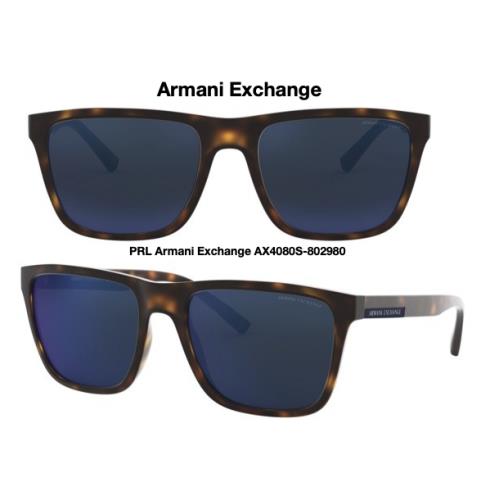 Armani Exchange AX4080S-802980 Matte Havana W/blue Mirror Sunglasses 57