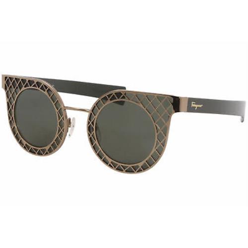 Salvatore Ferragamo SF171S 765 Sunglasses Women`s Amber Gold-green/green Lenses