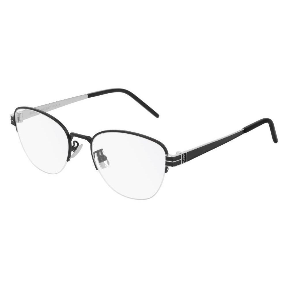 Saint Laurent Eyeglasses Women Monogram SL M64 002 Black and Silver Frame