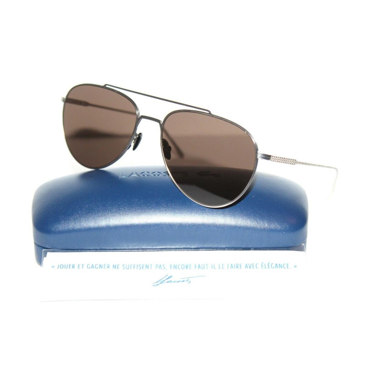 Lacoste L195S 028 Gold Brown Aviator Sunglasses 56-17-140 W/ Case