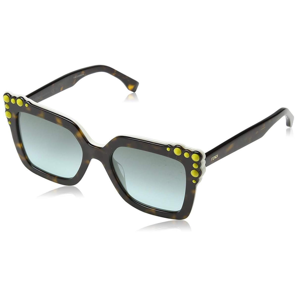 Fendi FF0260/S C9K EQ Square Sunglasses Havana White / Green Aqua Lens