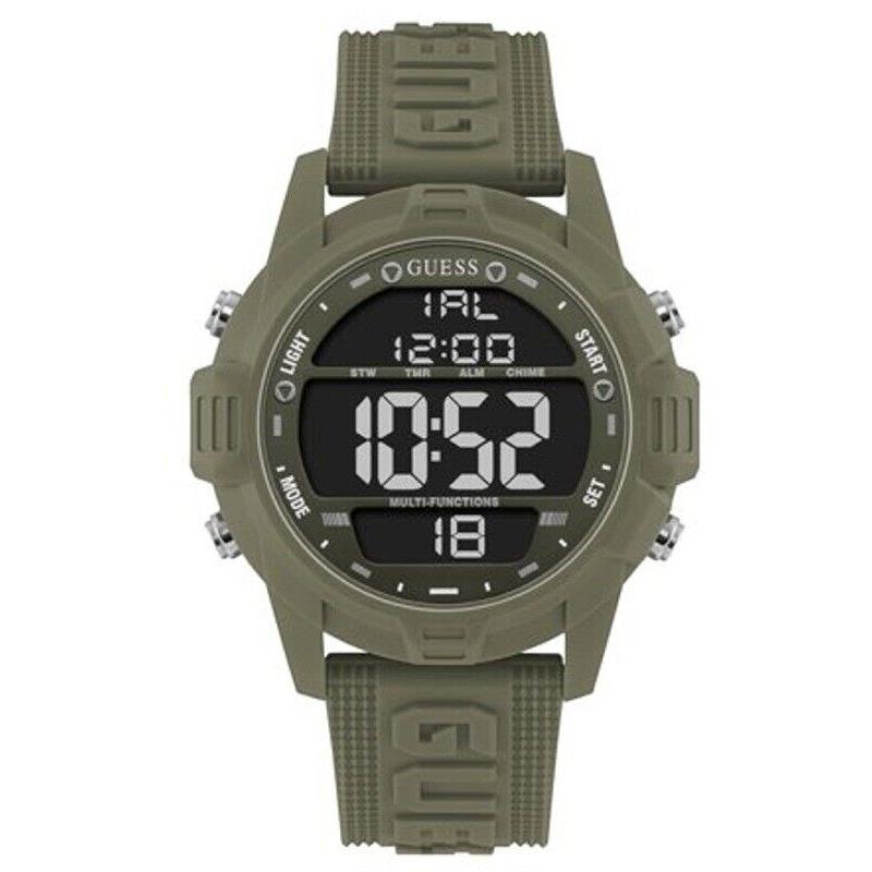 Guess - Oversized Olive Silicone Digital Watch - U1299G6
