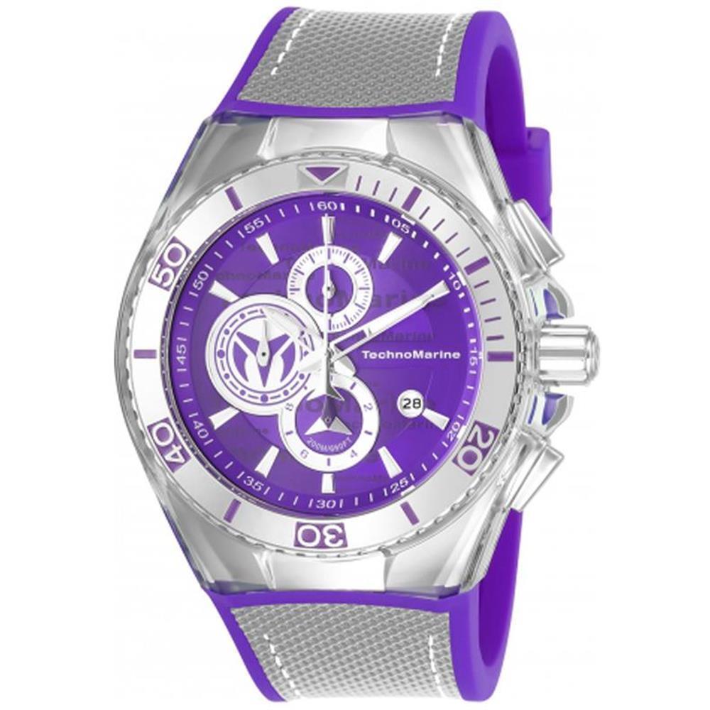 Technomarine Men`s Cruise Purple Canvas Band Steel Case Quartz Watch TM-115340