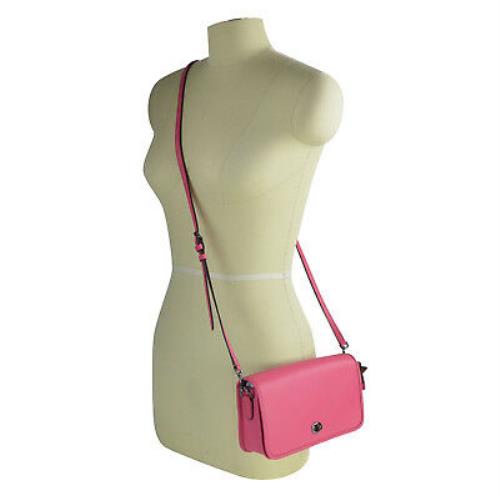 Coach 38015 Dahlia Pink Turnlock Crossbody Bag in Glovetan Leather