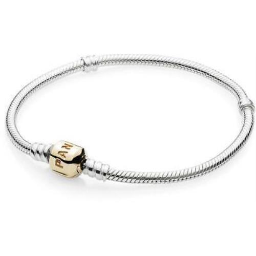 Pandora Sterling Silver Bracelet with 14K Gold Clasp - 590702HG-18