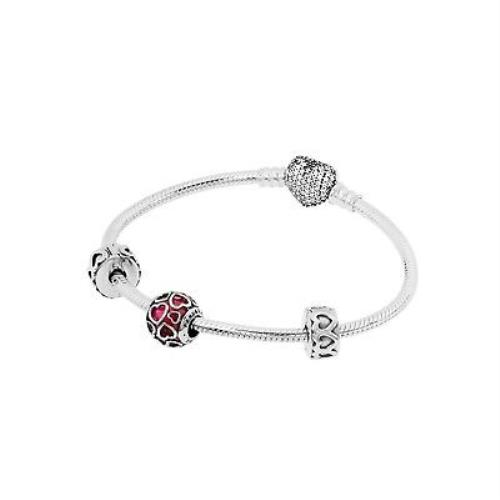 Pandora Open Hearts Bracelet Gift Set Silver Size 7.5 19cm - B800381-19