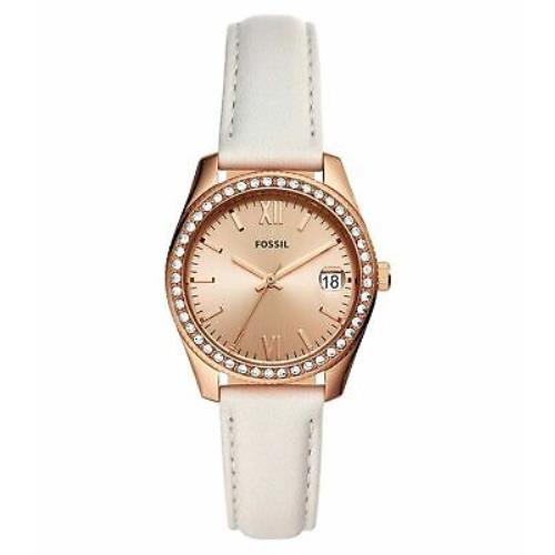 Fossil Women Scarlette Mini Three-hand Date Mineral Gray Leather Watch ES4556