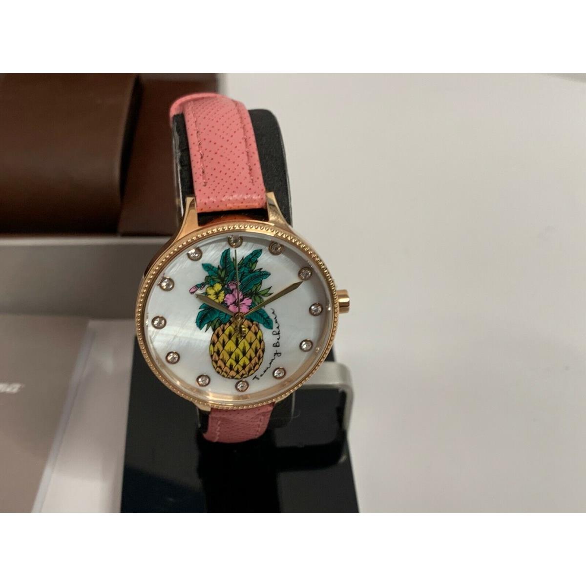 Tommy Bahama Women`s Pineapple Pink Leather Strap Watch TB00060-03
