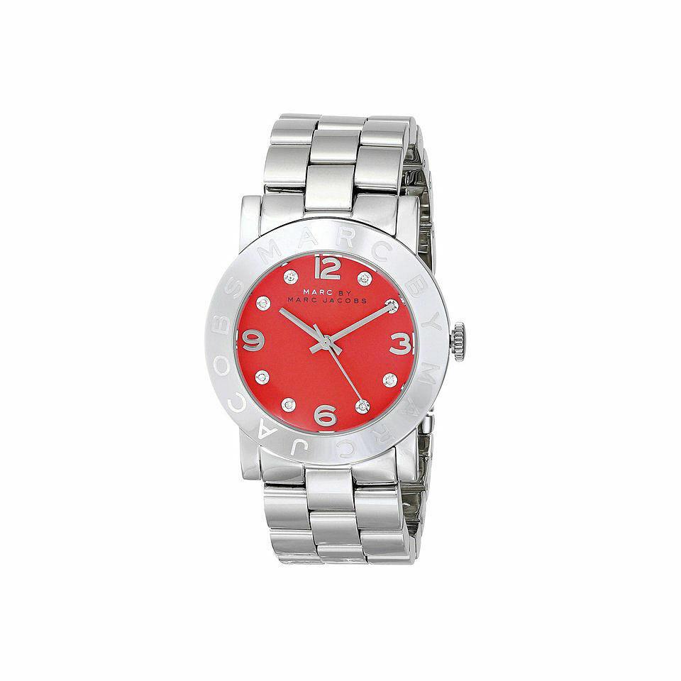 Marc By Marc Jacobs Red Dial Stainless Steel Ladies Amy Watch MBM3302