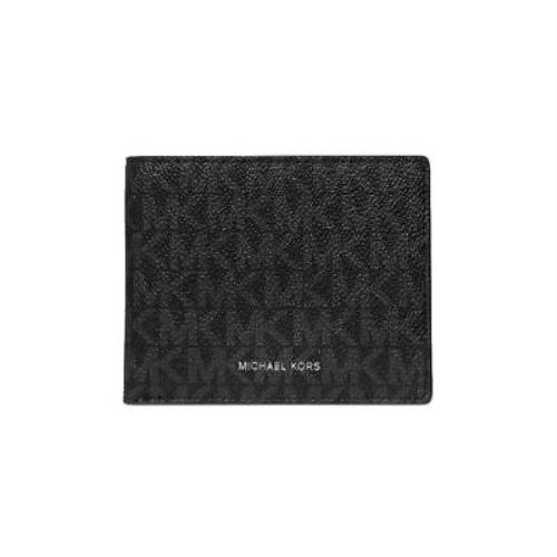 Michael Kors `jet Set` Men`s Graphic Bi-fold Wallet 2-Fold Black