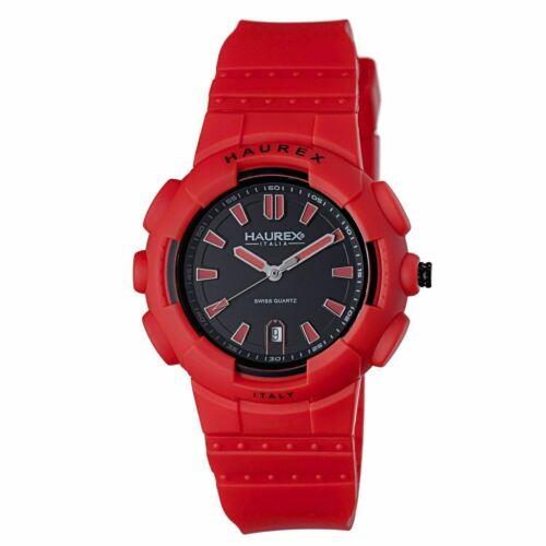 Haurex Italy 2P504URR Mens Tremor Red Plastic Case and Rubber Band Watch