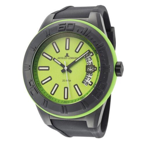 Jacques Lemans Men`s Miami 50mm Green and Black Dial Silicone Watch