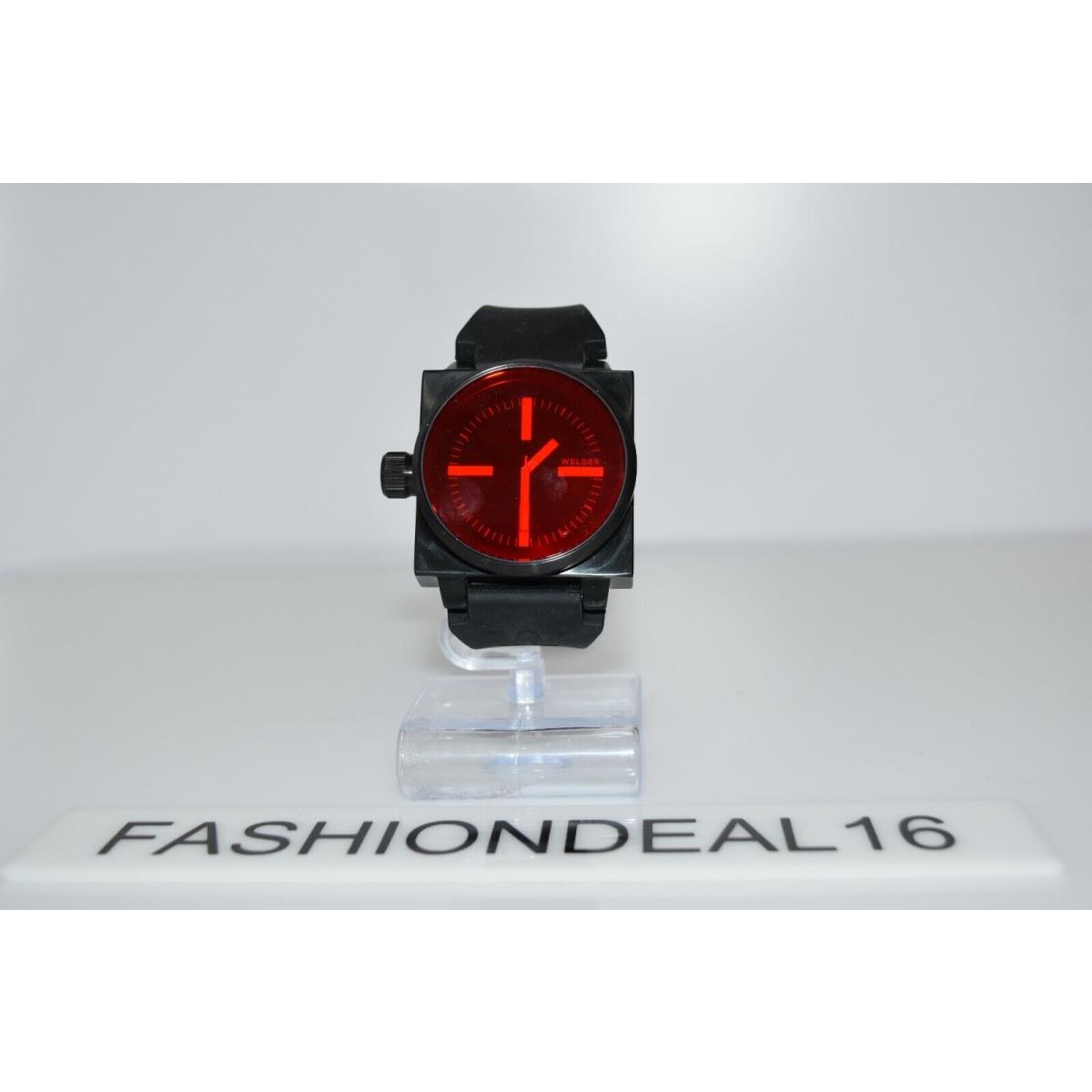 Welder Series K-26 Black SS Rubber Red Dial Square K26-5100 Watch