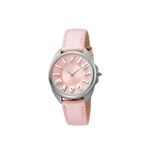 Just Cavalli Women`s JC1L008L0035 Logo Pink Leather Wristwatch