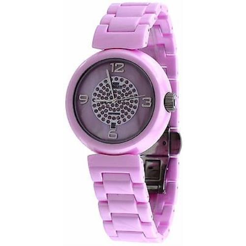Oniss ON7703-LC Women`s Girasol Crystal Accented Mop Dial Pink Ceramic Watch