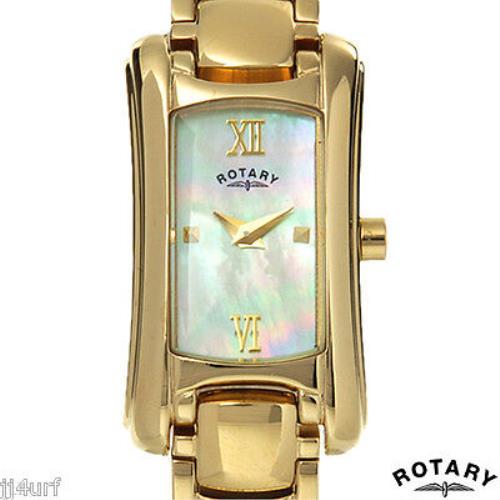 Rotary Ladies Polished Gold Tone Stainless Steel Dress Watch LB02814/41 Mop